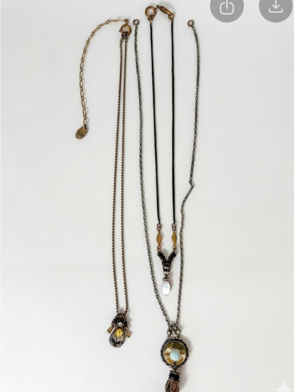 Ayalabar Triple Chain Mixed Media Necklace Set - Picture 2 of 7